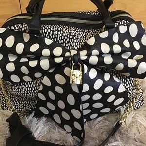 Betsy Johnson black and white polka dot purse